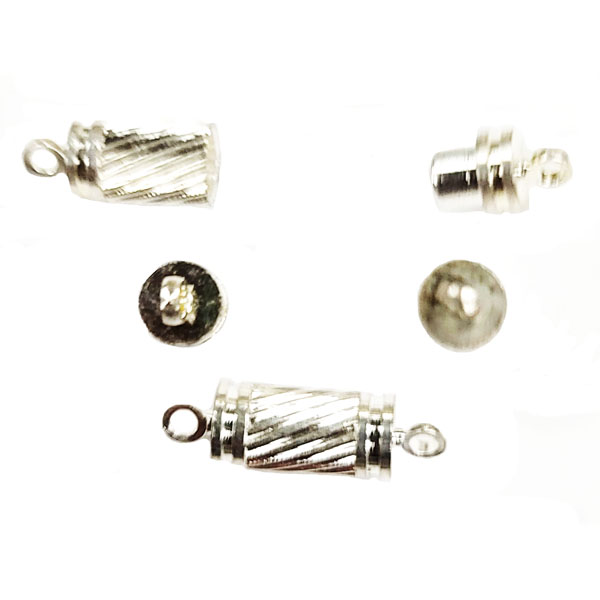 MAGENTIC TWIST TUBE CLASP 5X10MM  SILVER COLOR(10 PCS)